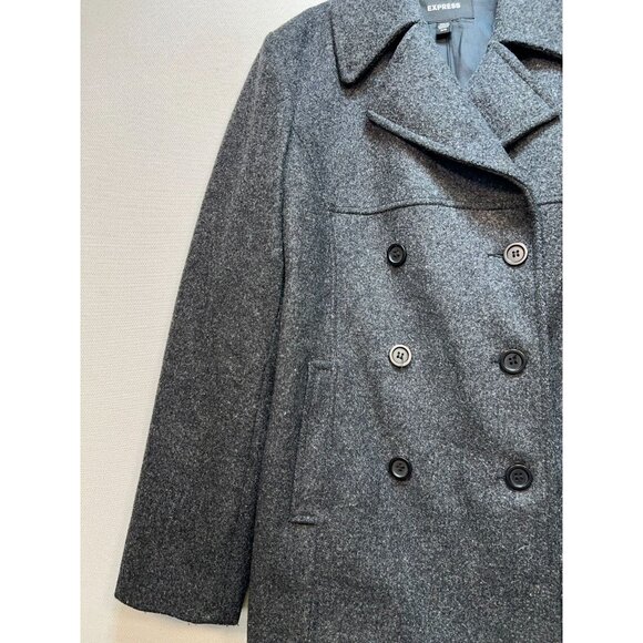 Express Womens Preppy Double Breasted Peacoat Size 7/8 Wool Blend Gray Winter - Picture 6 of 12